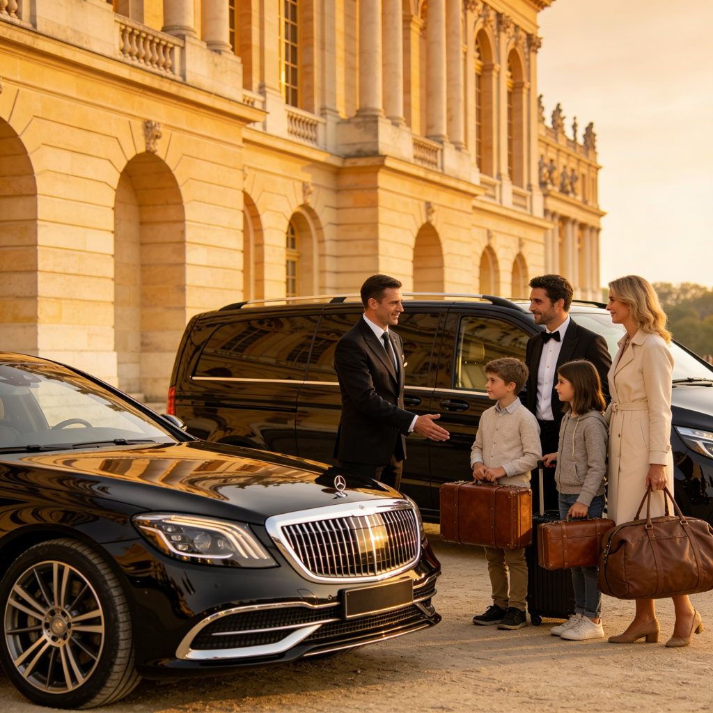 Chauffeur-driven car traveling from Paris to Versailles Palace