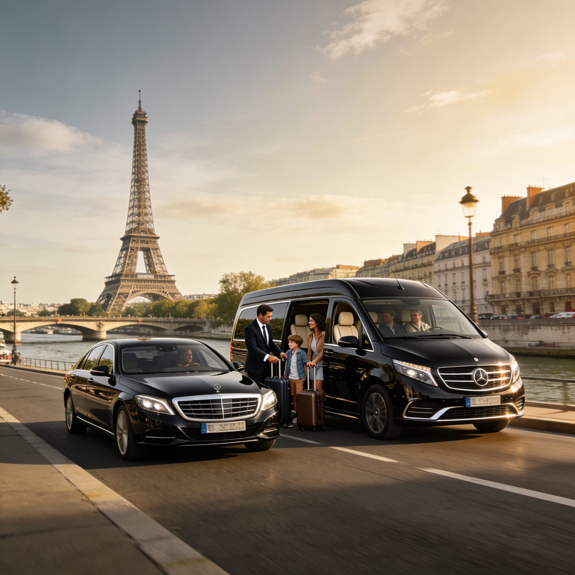 Luxury private tour vehicle exploring famous Paris city attractions